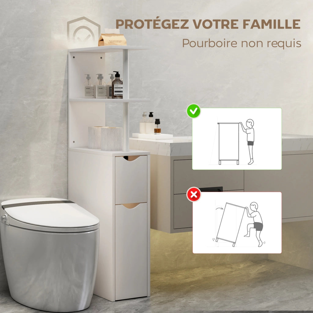 Mobile Bagno con Cassetto e Ripiani ¨C Zephmum ¨C Bianco 20x45x115