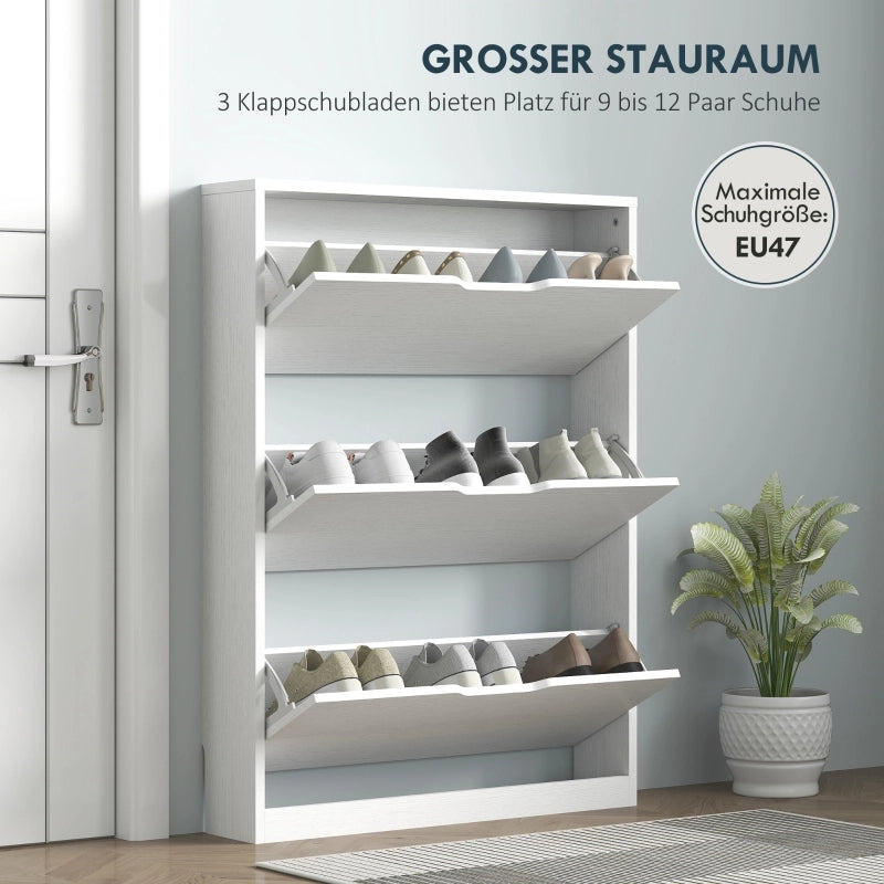 ARMADIO PORTASCARPE A 3 RIBALTE 80 x 17 x 108 cm Bianco