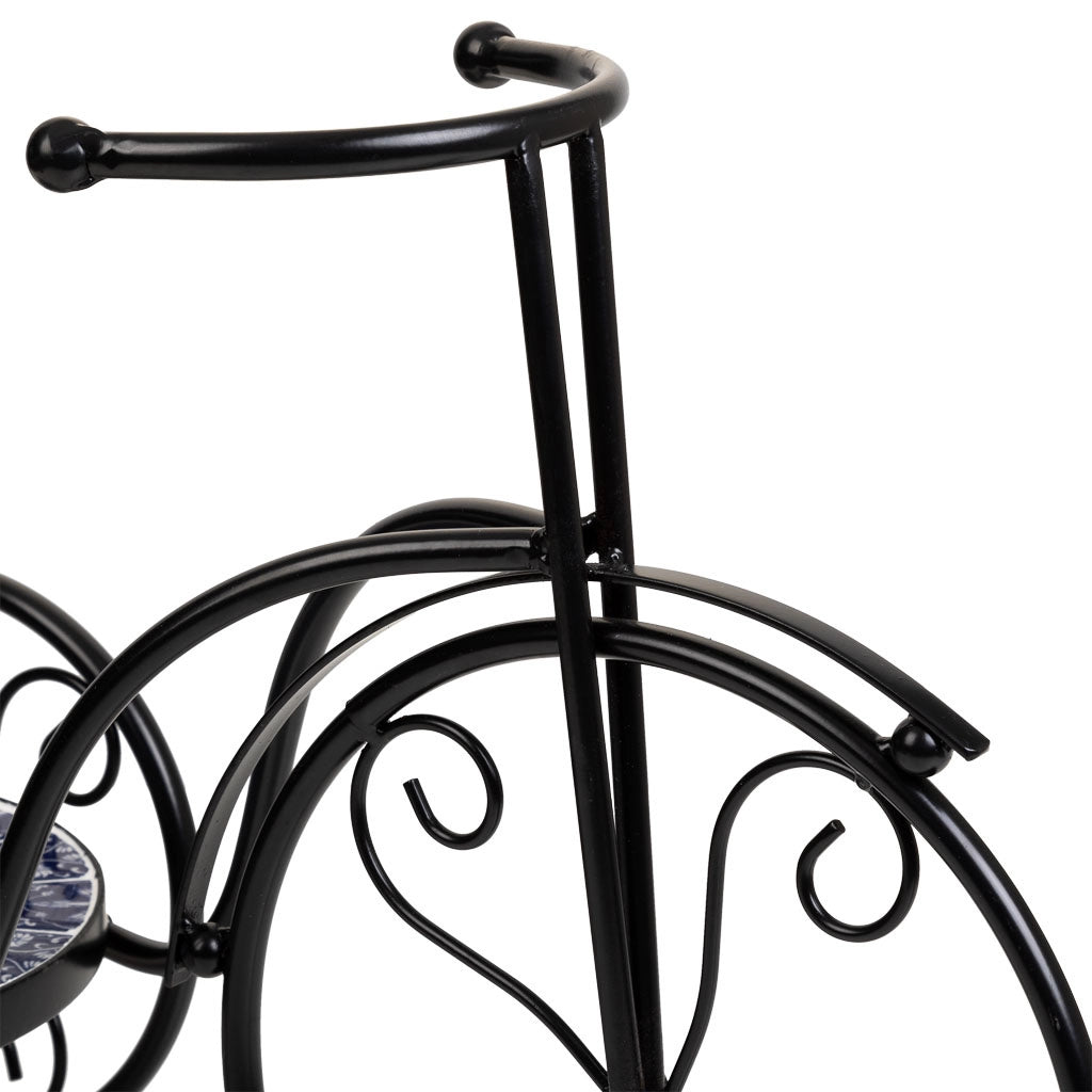 Portavaso bici in mosaico e metallo Blu 53x23,5x36h