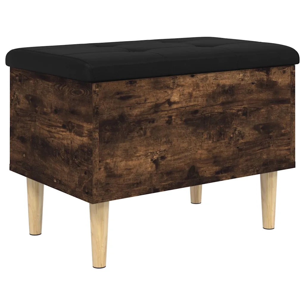 Panca Portaoggetti-Sgabello-Panca con Contenitore Rovere Fumo 62x42x46 cm Legno Multistrato