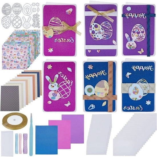 Kit di carte di auguri pasquali DIY per adulti - Set di 15 pezzi con involucro personalizzabile.