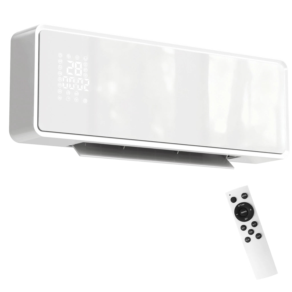 Stufa Ceramica 2000W a Parete con 3 Modalità Timer Telecomando e Blocco Bambini Bianco