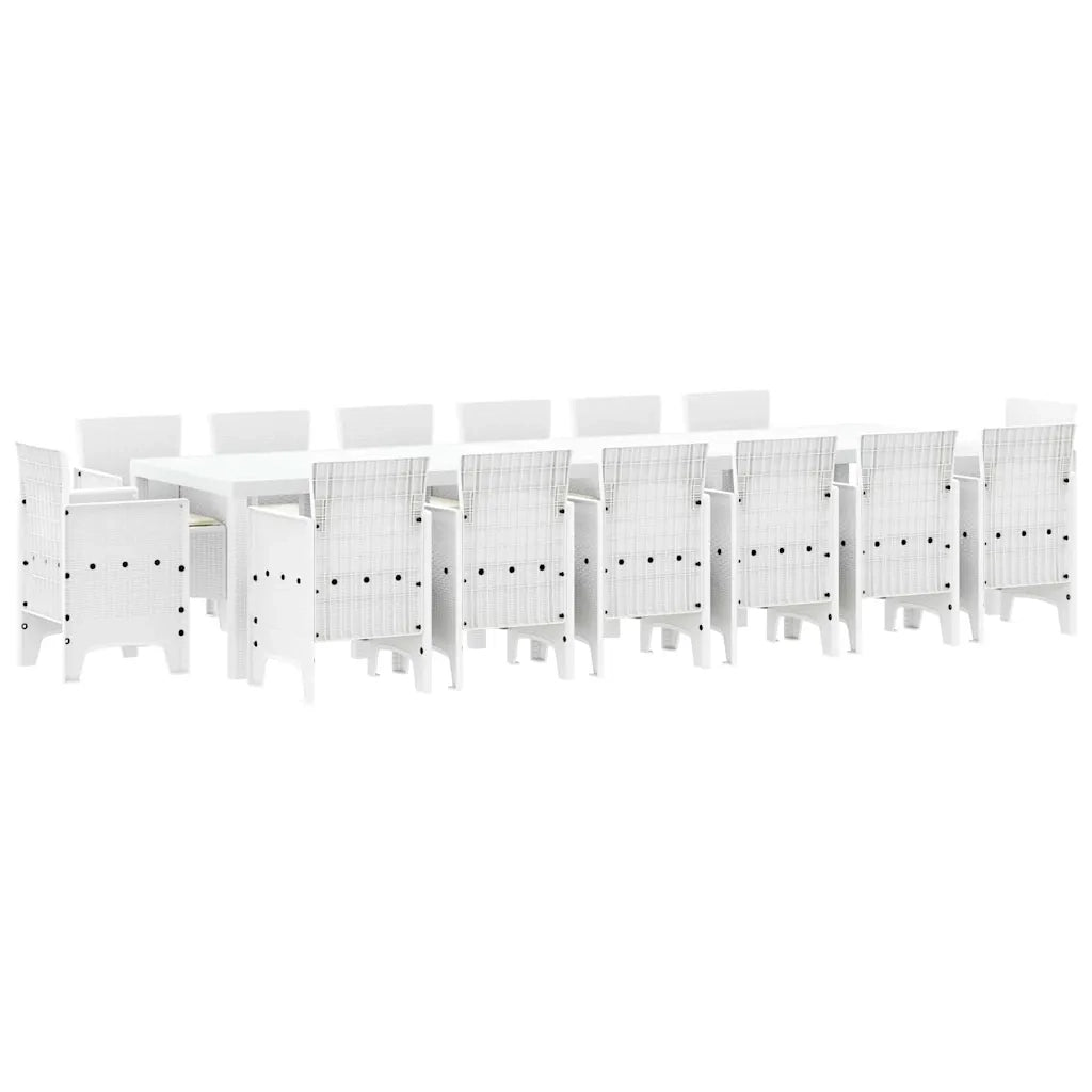 Set da Pranzo per Giardino 15 pcs Bianco Rattan Polt 3378646