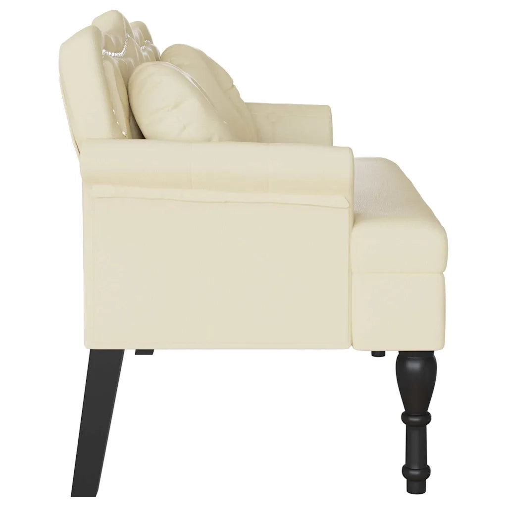 Panca Chesterfield-Sgabello-Divano Crema 120,5 x 65 x 75 cm Pelle Sintetica