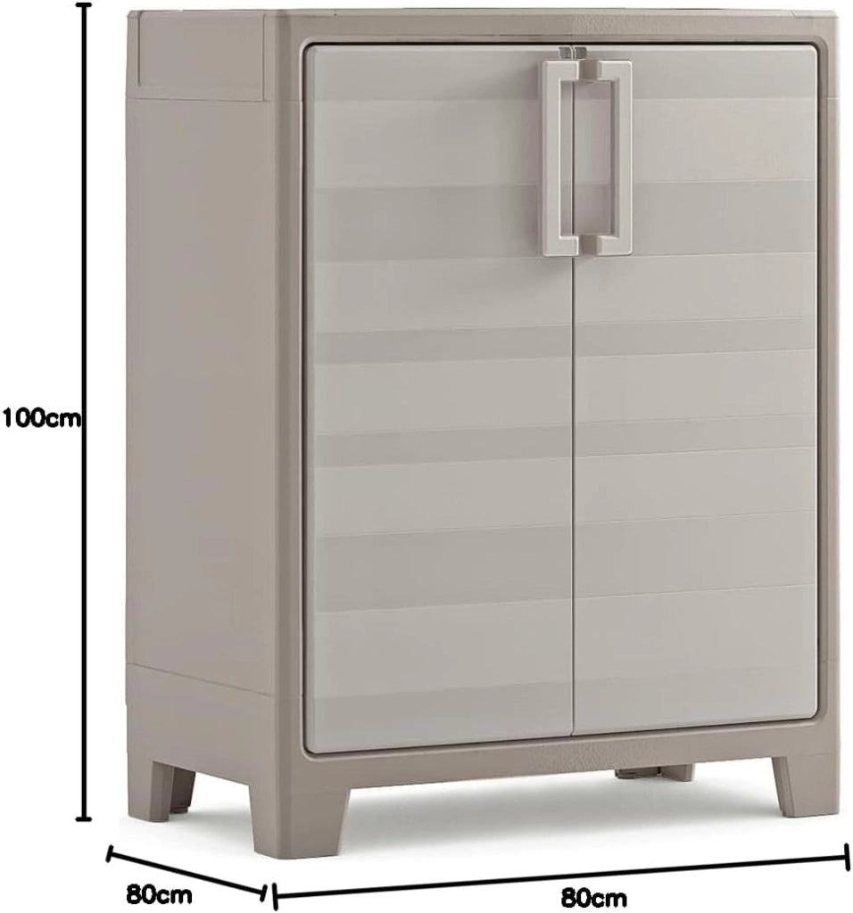 Armadio basso da per esterno giardino in PVC plastica resina 2 ante 80X44 H.CM 100