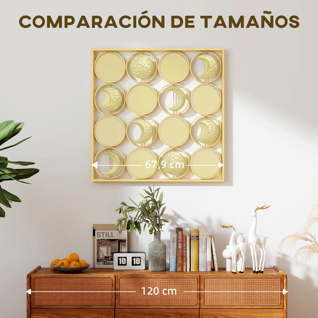 Specchio Lunare Decorativo Parete con 16 Dischi ¨C Zephmum ¨C Dorato