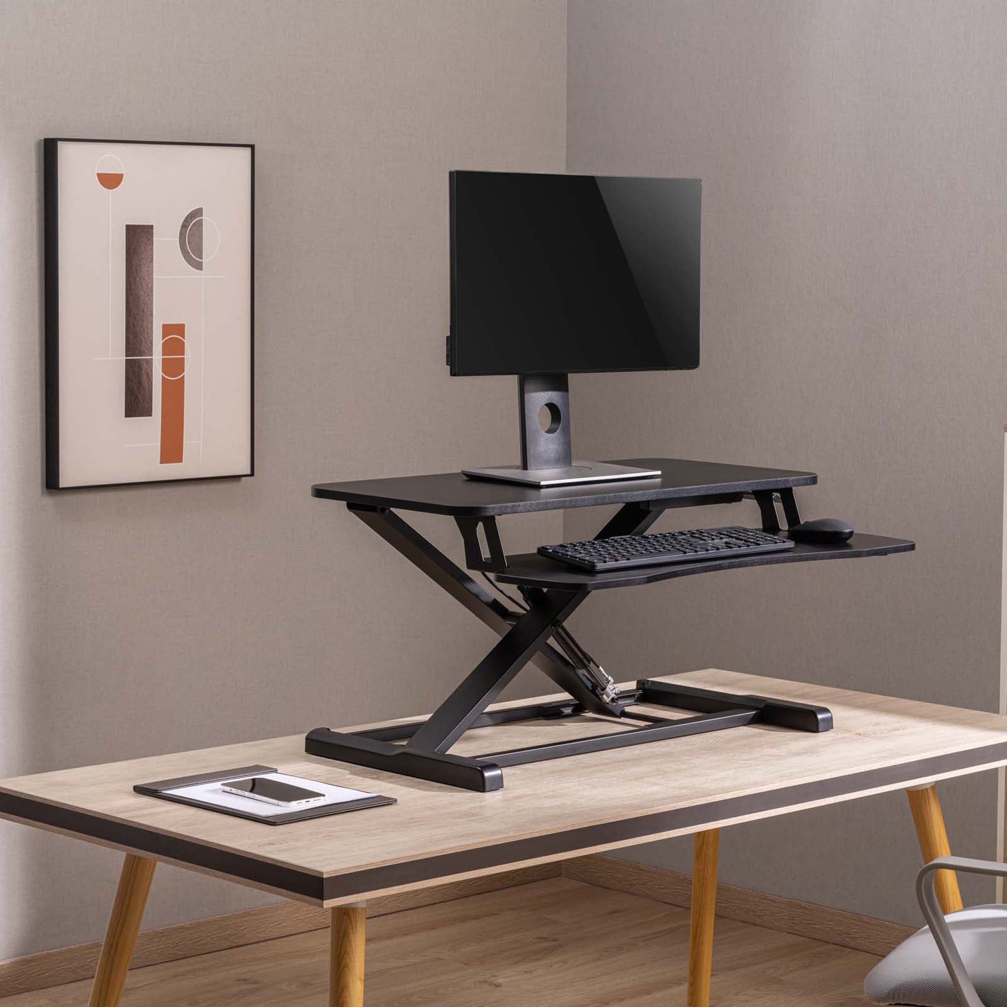 Alzata per monitor 80x40cm con porta tastiera, regolabile, Supporto di rialzo per computer