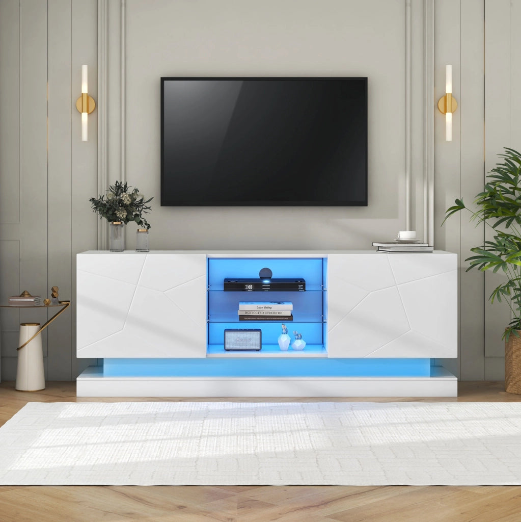 Mobile TV bianco opaco 160 cm con ripiani regolabili e passacavi