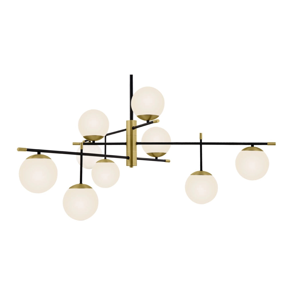 Maytoni lampadario contemporaneo Nostalgia 9 luci E14 oro opaco metallo vetro diffusori bianchi