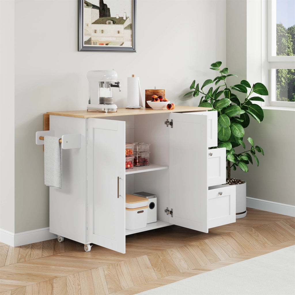 TAVOLO CUCINA PIEGHEVOLE 135x44(70) cm MDF Bianco/Naturale