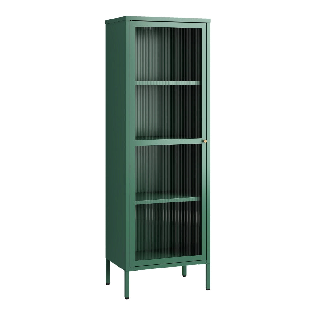 Armadio a Vetrata Säkylä con 4 Scomparti 150 x 50 x 35 cm in Acciaio - Verde Abete [en.casa]