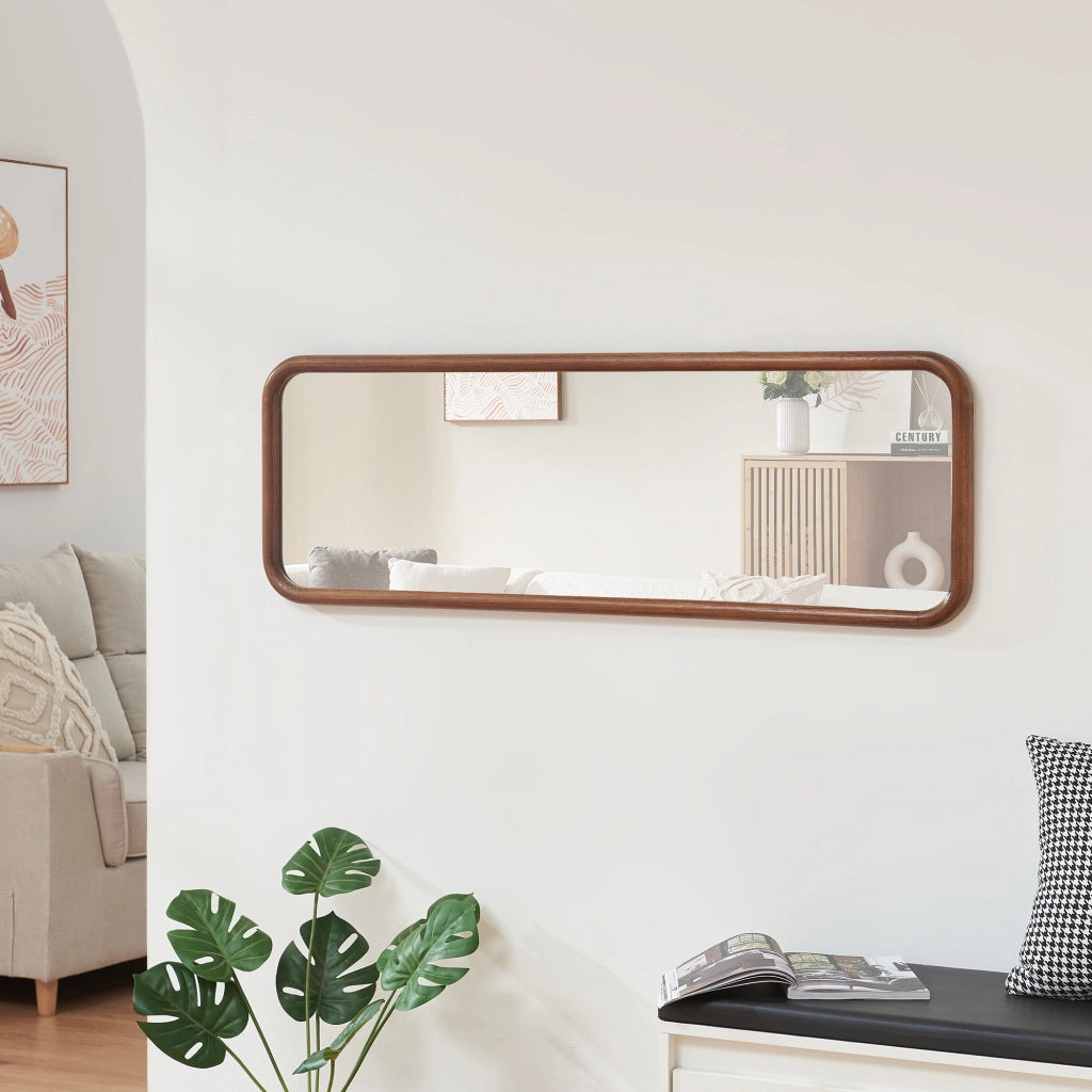 Specchio Rettangolare da Parete Ristijarvi Montaggio Verticale e Orizzontale 120x40 cm Marrone Scuro [en.casa]