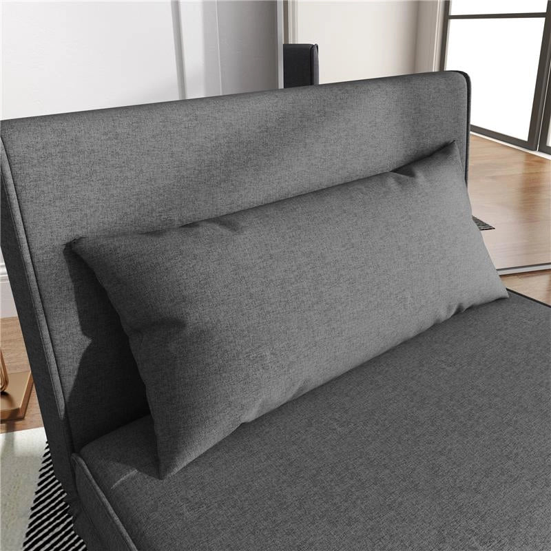 POLTRONA LETTO 3 IN 1 CON SCHIENALE RECLINABILE SU 6 POSIZIONI IN TESSUTO, 94X78X80 CM, GRIGIO