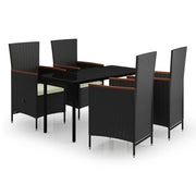 Set da pranzo da esterno nero da 5 pezzi con cuscini 02_0014152