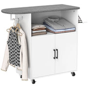 Mueble da Stiro con Ruote e Appendino ¨C Zephmum ¨C Bianco 125x43,5x102,5 cm