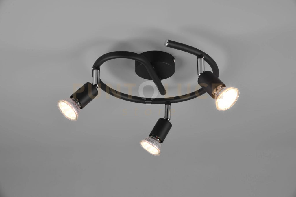 PARIS SENZA LAMPADINA GIRANDOLA 3 LUCI NERO ATTACCO GU10 D. 26CM