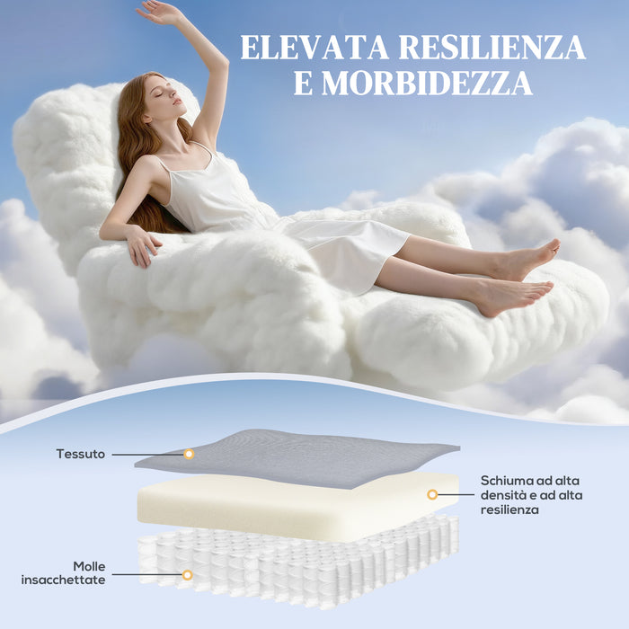 Poltrona Reclinabile 135° Max 73x86x100 cm in Tessuto Effetto Lino Schiuma Acciaio e Legno Grigio Chiaro