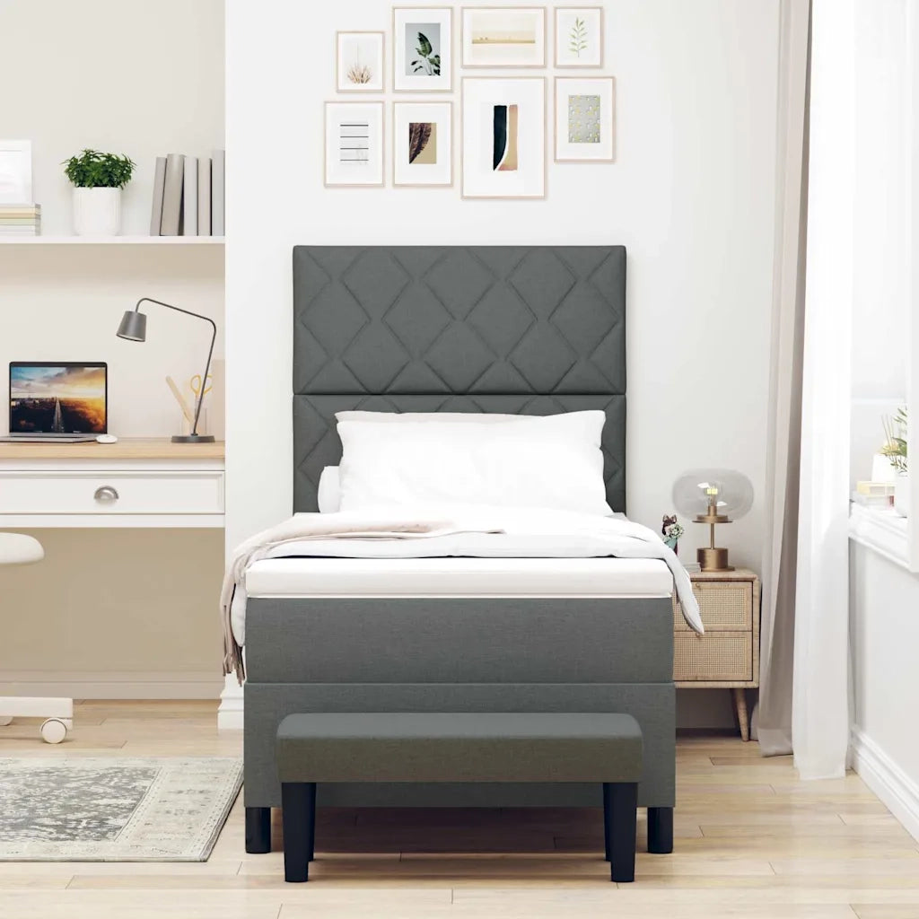 Letto a molle con materasso Grigio scuro 100 x 200 cm Tessuto