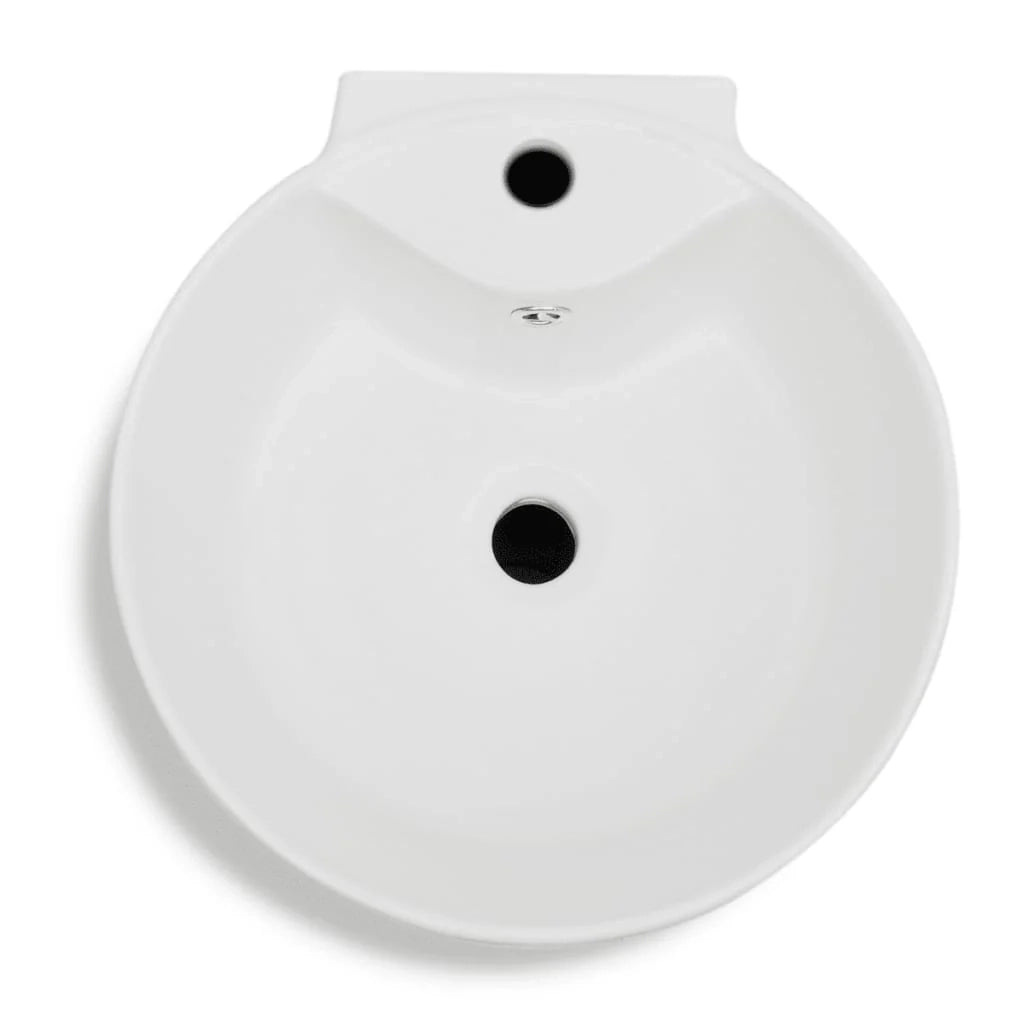 Lavabo in ceramica da 86 cm con foro troppopieno/rubinetto per bagno bianco 02_0002517