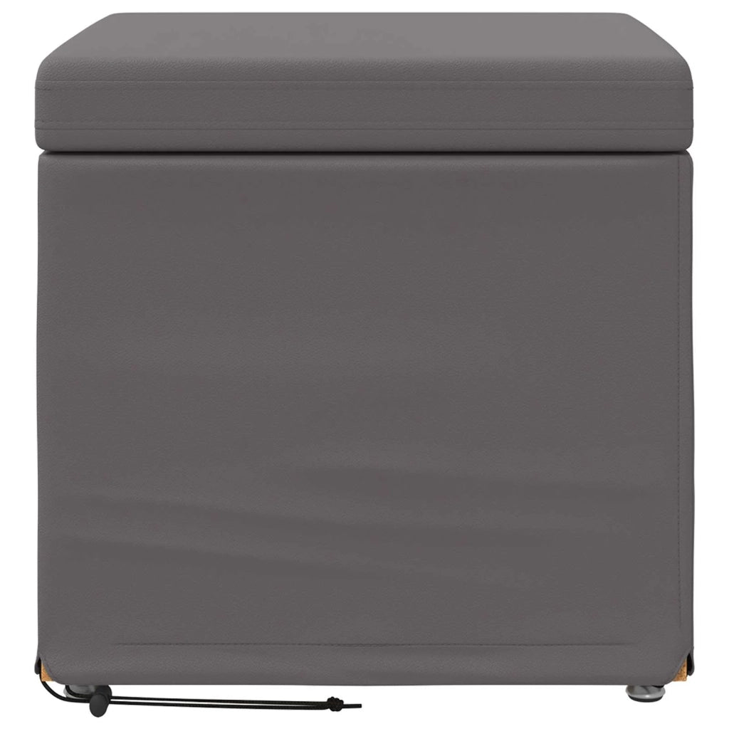 Pouf Grigio Pelle Sintetica e Legno Ingegnerizzato 876755