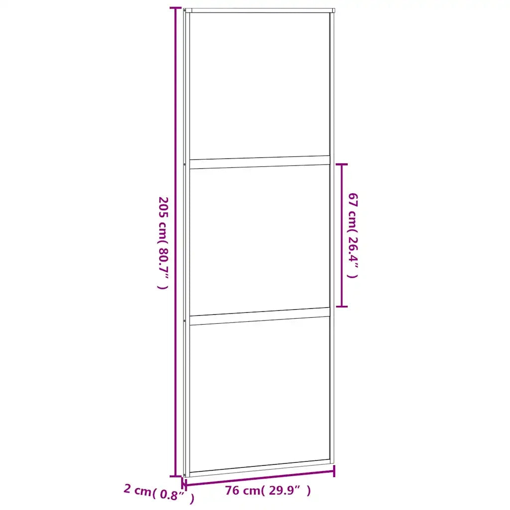 Porta Scorrevole Nera 76x205 cm in Vetro Temperato e Alluminio 155201