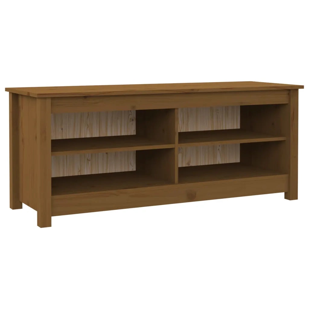 Scarpiera Ambrata 110x38x45,5 cm in Legno Massello di Pino 813777