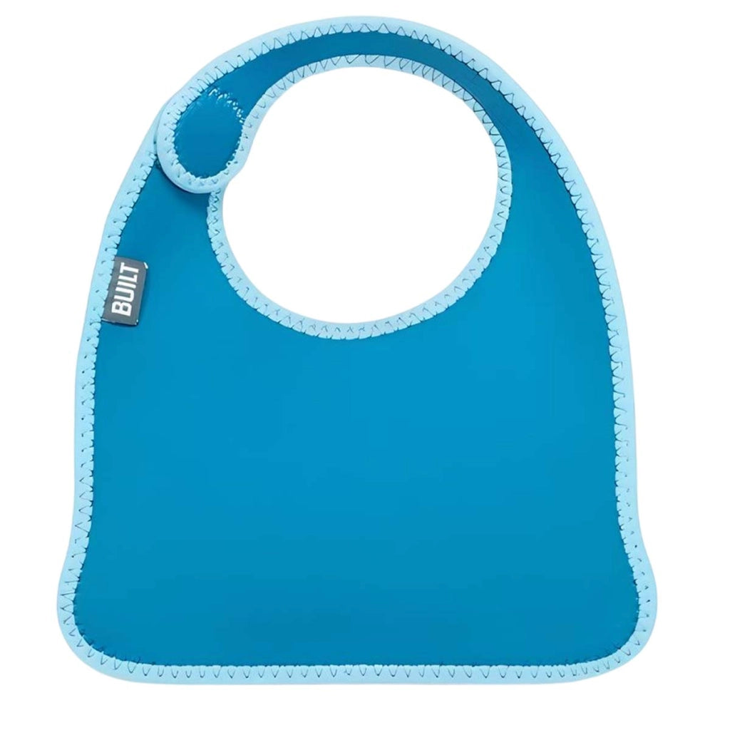 Set di 2 Bavaglini Neonato in Neoprene Motivo a Pois con Chiusura a Strappo Blu Built