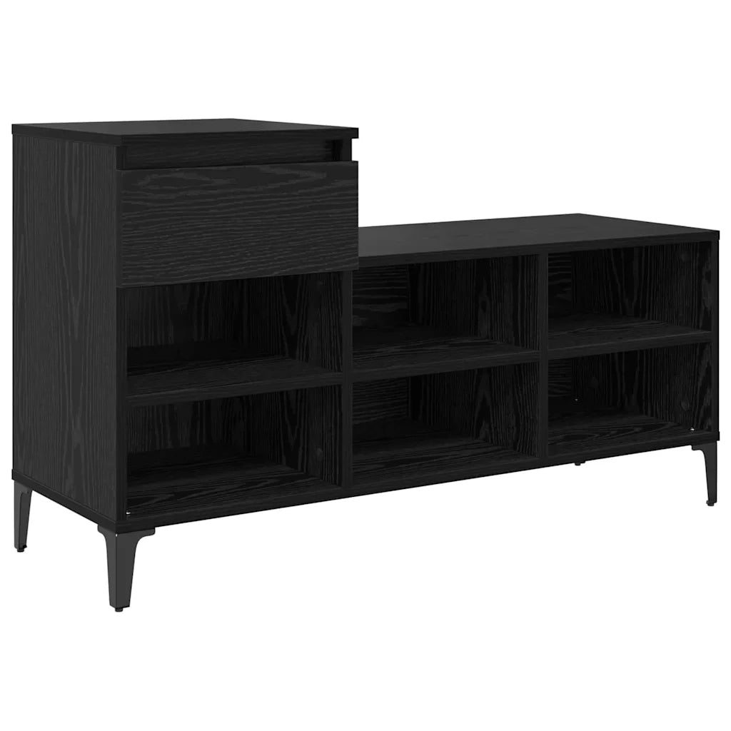 Mobile per scarpe con cassetto-Scarpiera Rovere nero 102 x 36 x 60 cm 680460