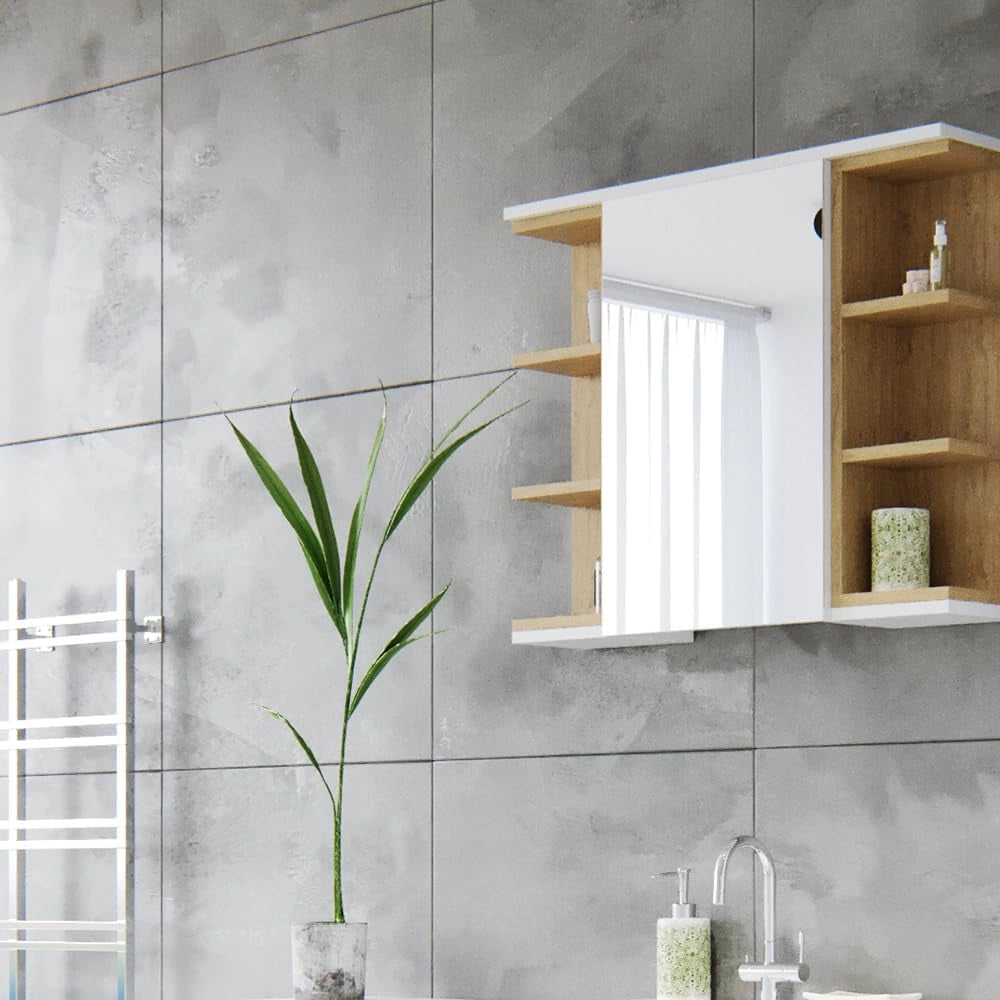 Specchio contenitore bagno Aquis, Bianco, 79.6 x 64 cm, per la conservazione in bagno e combinabile con Aquis