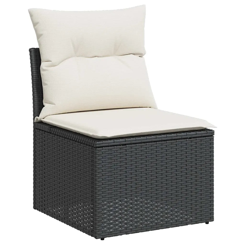 Set Divani da Giardino con Cuscini 8 pz Nero in Polyrattan
