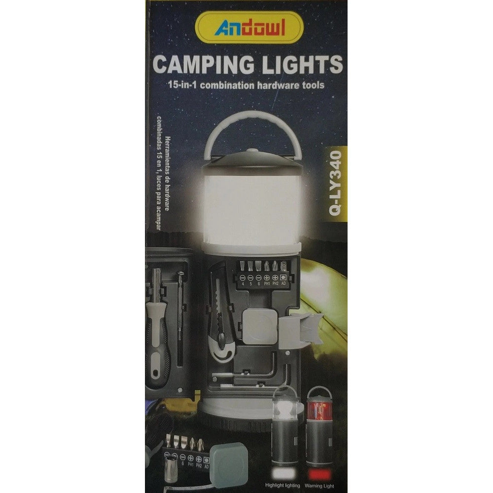 Trade Shop - Luce Da Campeggio 15in1 Portatile Per Esterni Con Kit Di Attrezzi Combo Q-ly340 -