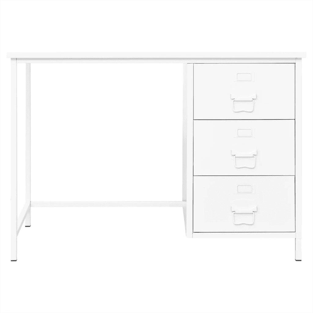 Scrivania Industriale con Cassetti Bianca 105x52x75 cm Acciaio cod mxl 63724