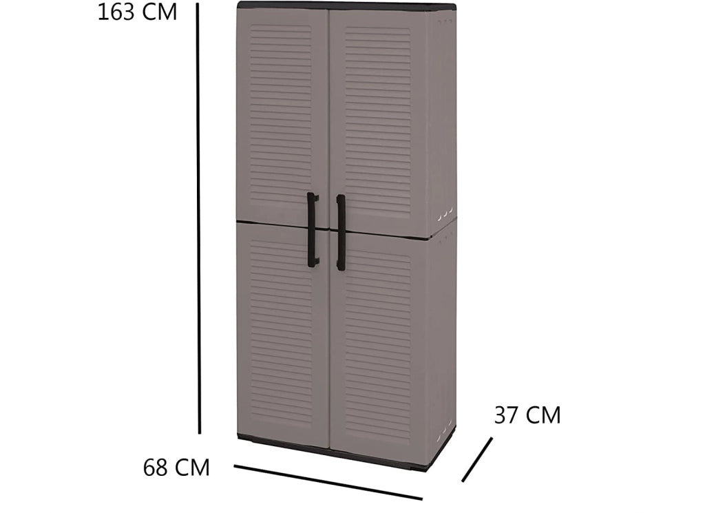 ARMADIO ALTO IN POLIPROPILENE CON 2 ANTE E 3 RIPIANI  68 X 37 X H163 CM