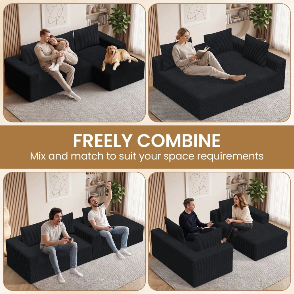 Divano angolare modulare in velluto a coste a L, divano compresso sottovuoto senza montaggio con chaise longue, molle insacchettate ergonomico
