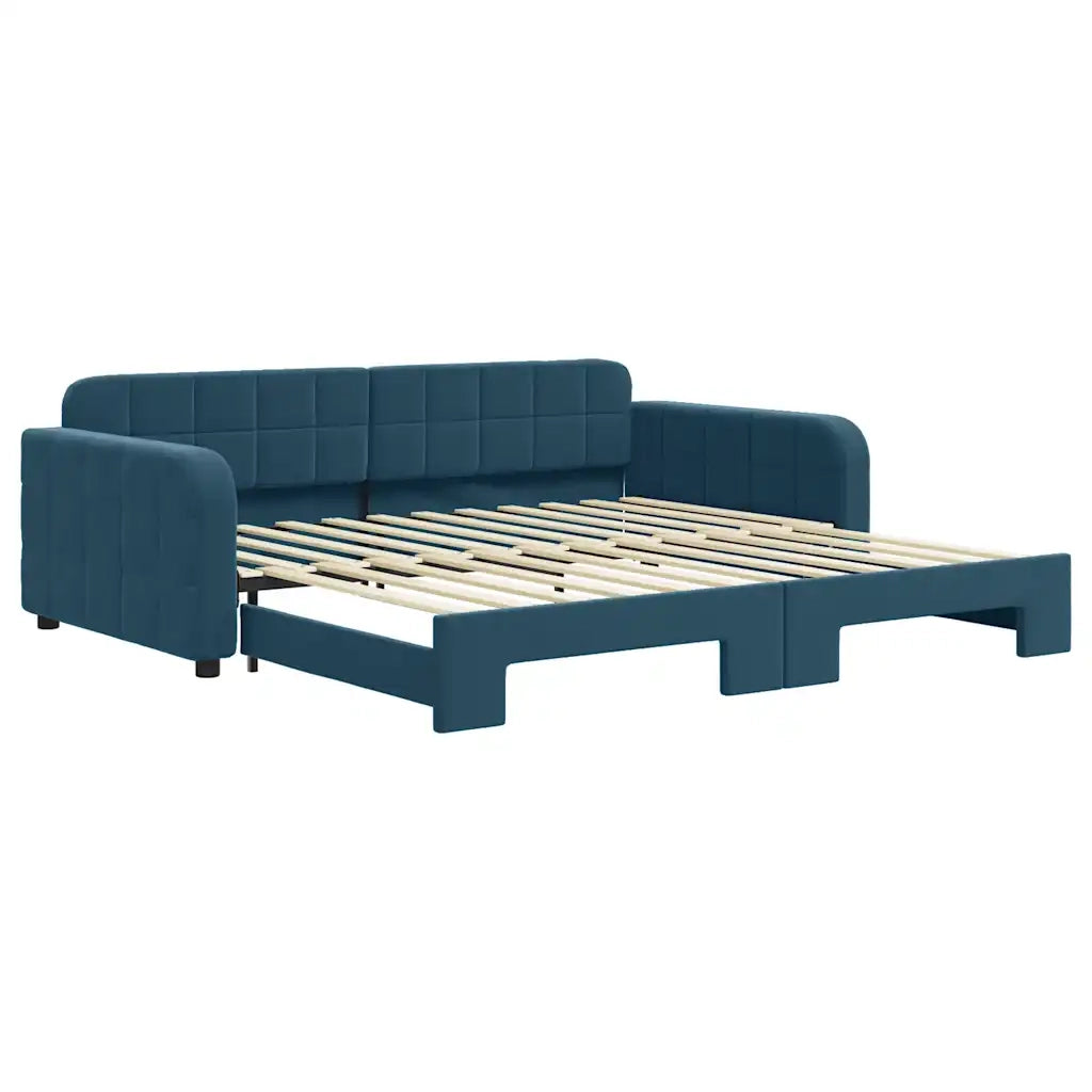 Divano Letto con Letto Estraibile Blu 100x200 cm in Velluto 3196935