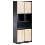 Libreria a 4 ante Marrone e nero Pannelli di particelle di legno Mobili da ufficio minimalisti Ripiani aperti e chiusi