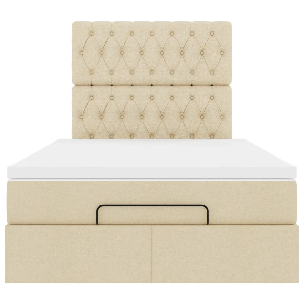Struttura Letto Pouf con Materasso Crema 120x190 cm in Tessuto 3314077