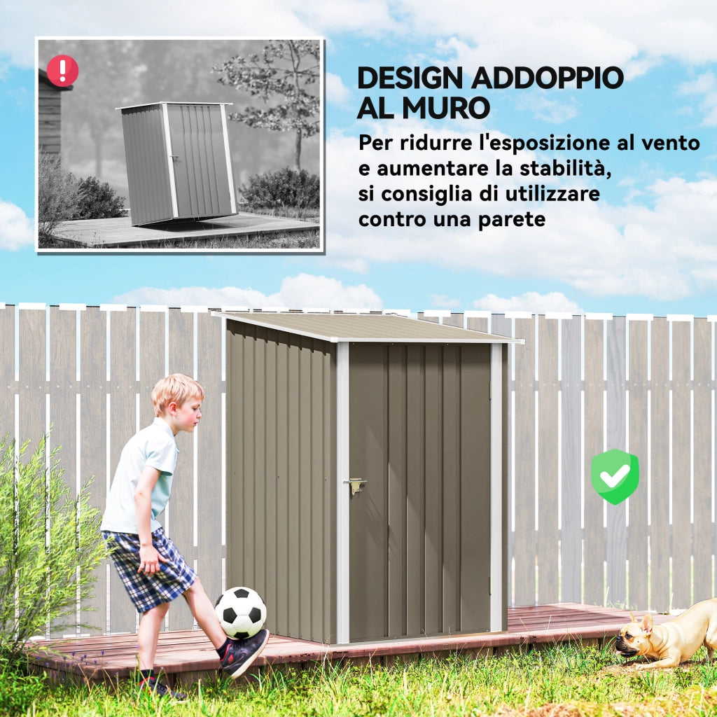 Casetta da Giardino Porta Attrezzi ¨C Minimal ¨C 100x104x160 cm Marrone Bianco
