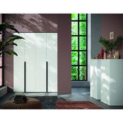 Armadio 4 ante battenti bianco portland e maniglie nero opaco Coco 185x60,3x250h