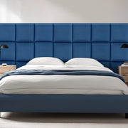 Set Carpino di 4 Pannelli Murali Imbottiti Rivestiti in Tessuto Velluto Blu Marino 30x30 cm [neu.haus]