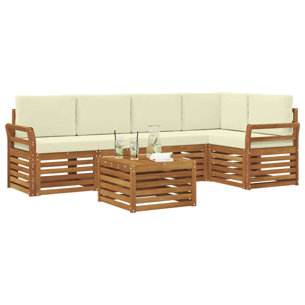 Set di divani da esterno 6 pz Naturale e Crema Poliestere 3374850
