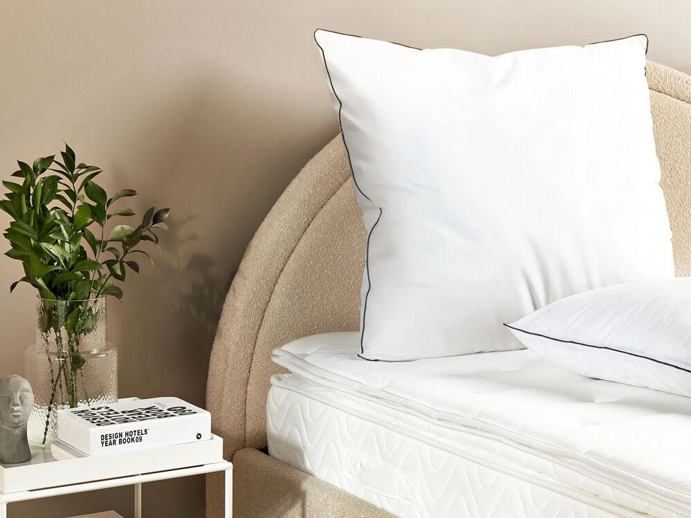 Set 2 Cuscini Letto Cotone Bianco 80 x 80 cm Morbido stile moderno