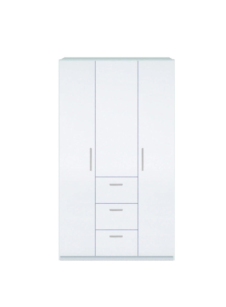 Armadio Camera da Letto Anama, Guardaroba 3 Ante 4 Ripiani, 117x52 cm Bianco