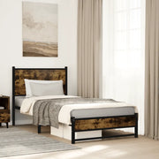 vidaXL Giroletto senza Materaso in Metallo Rovere Fumo 80x200 cm