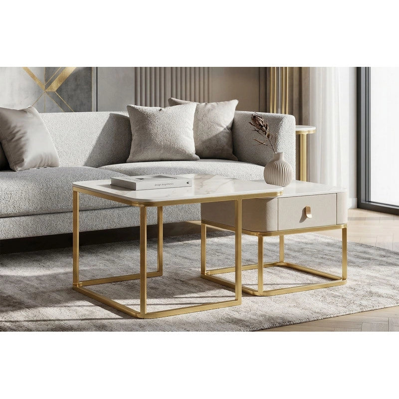 Tavoli Da Caffe' Beauty Coppia cm 70x70x48-50x50x43,5