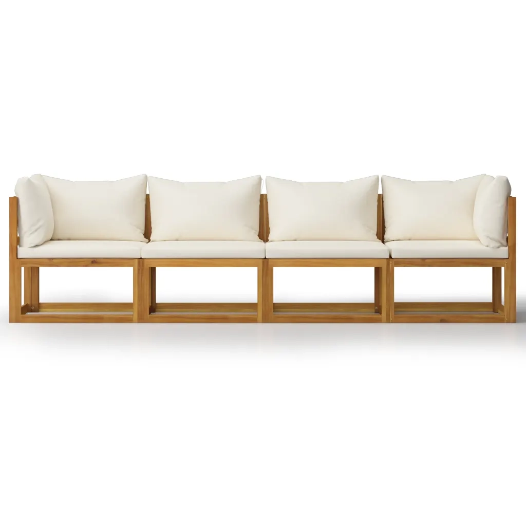 Divano da Giardino a 4 Posti con Cuscino Crema Massello Acacia 3057639