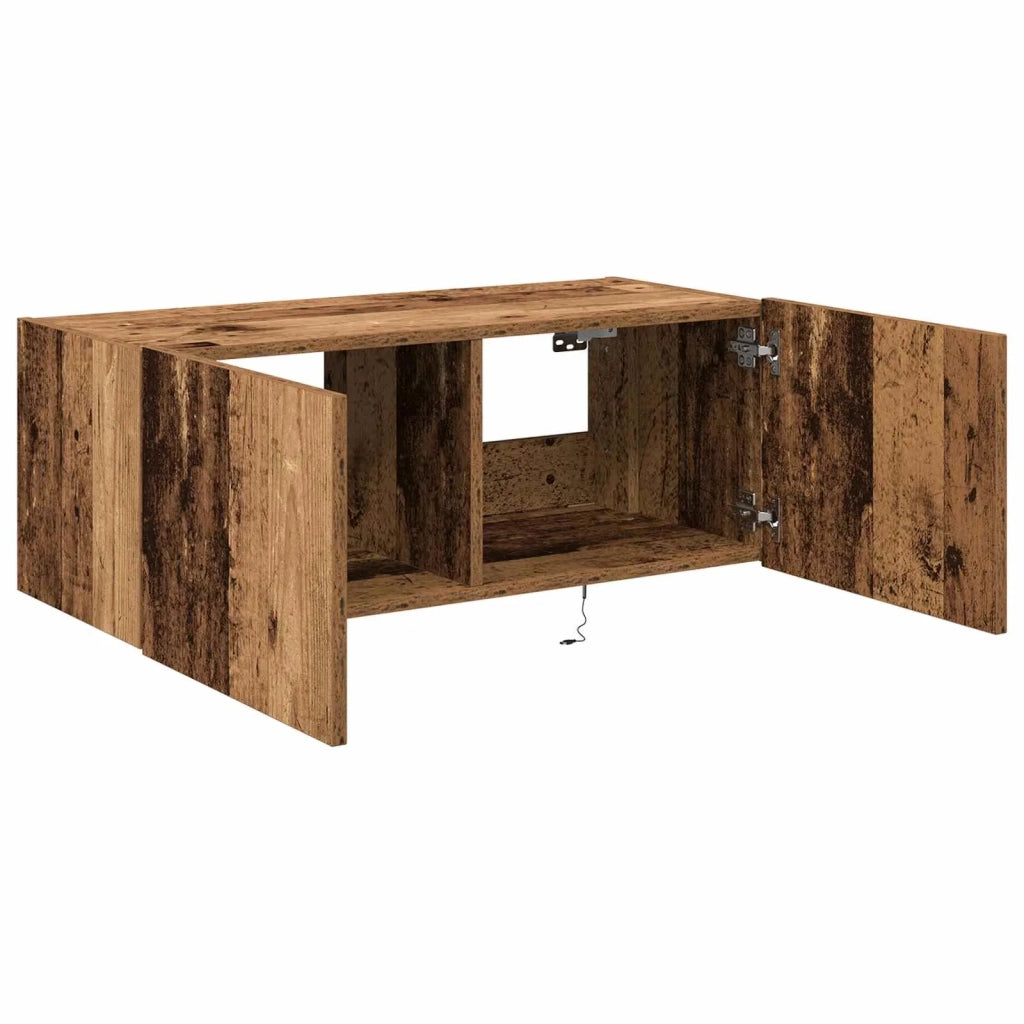 Mobile TV da parete con LED Legno vecchio 80 x 35 x 31 cm 863104