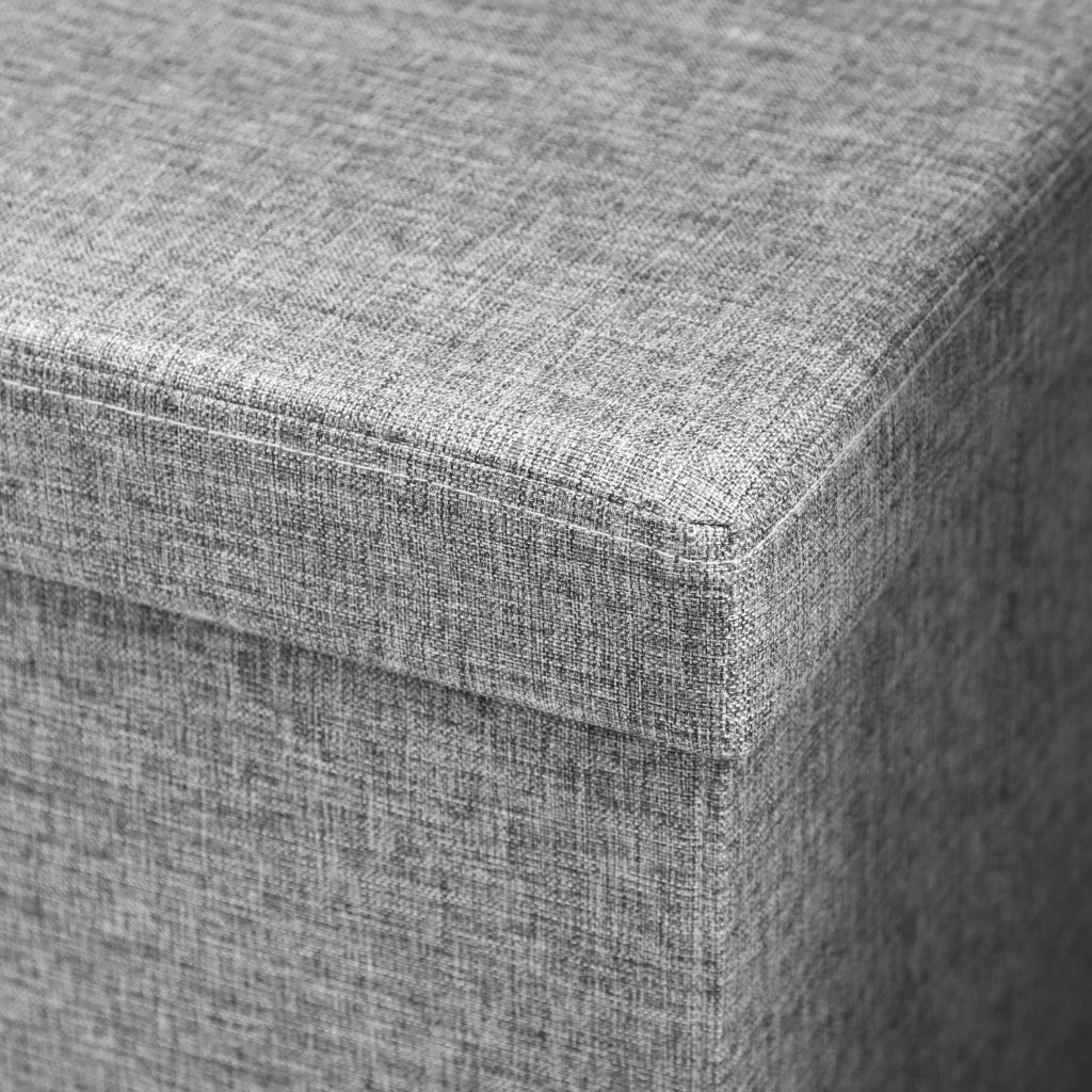 Panca Contenitore 76x50x73 cm con Schienale e Vano da 77L Rivestimento in Tessuto Grigio