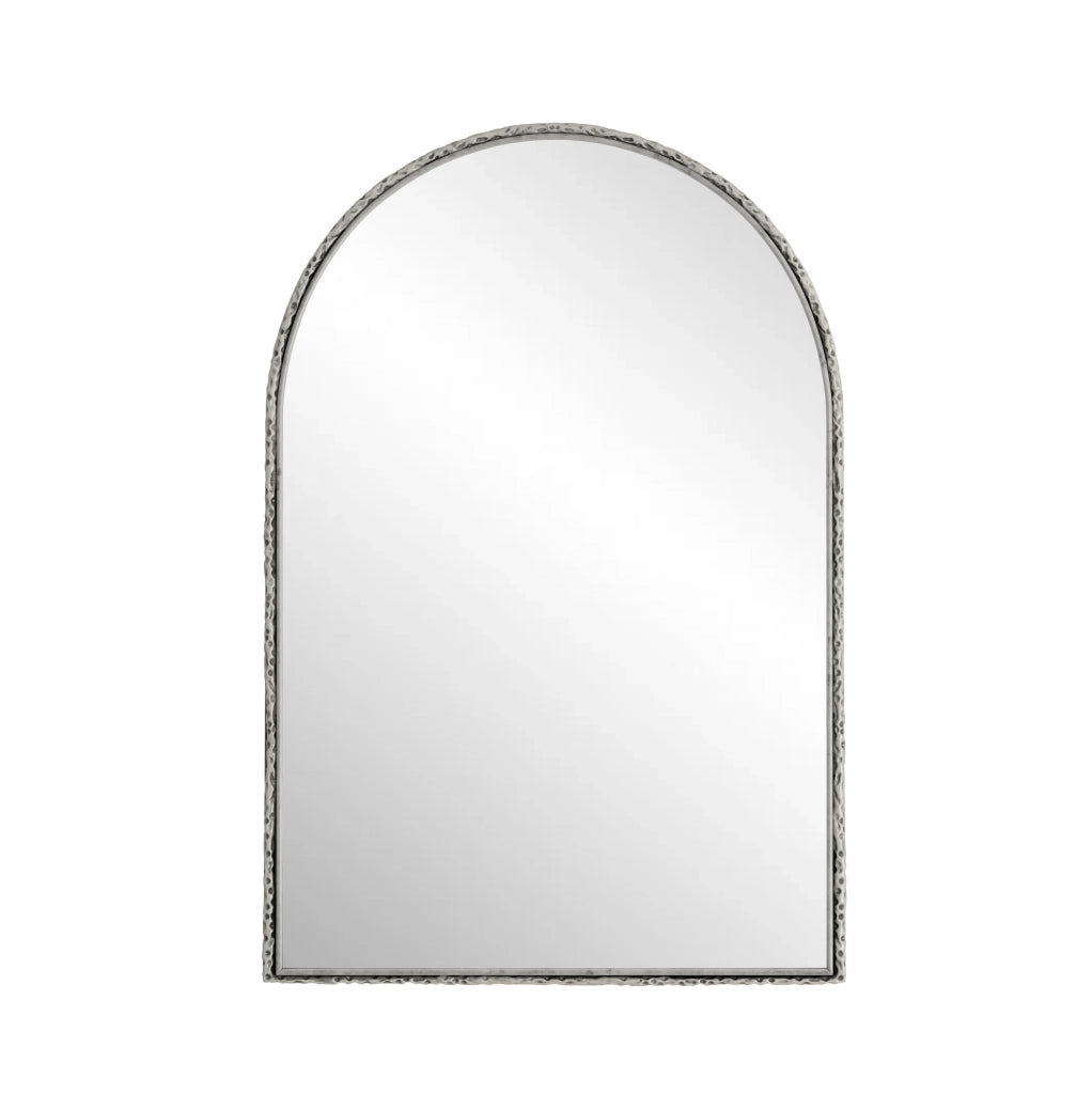 Specchio ad arco 103.5x71.5x12 cm da parete e da tavolo in vetro e ferro argento