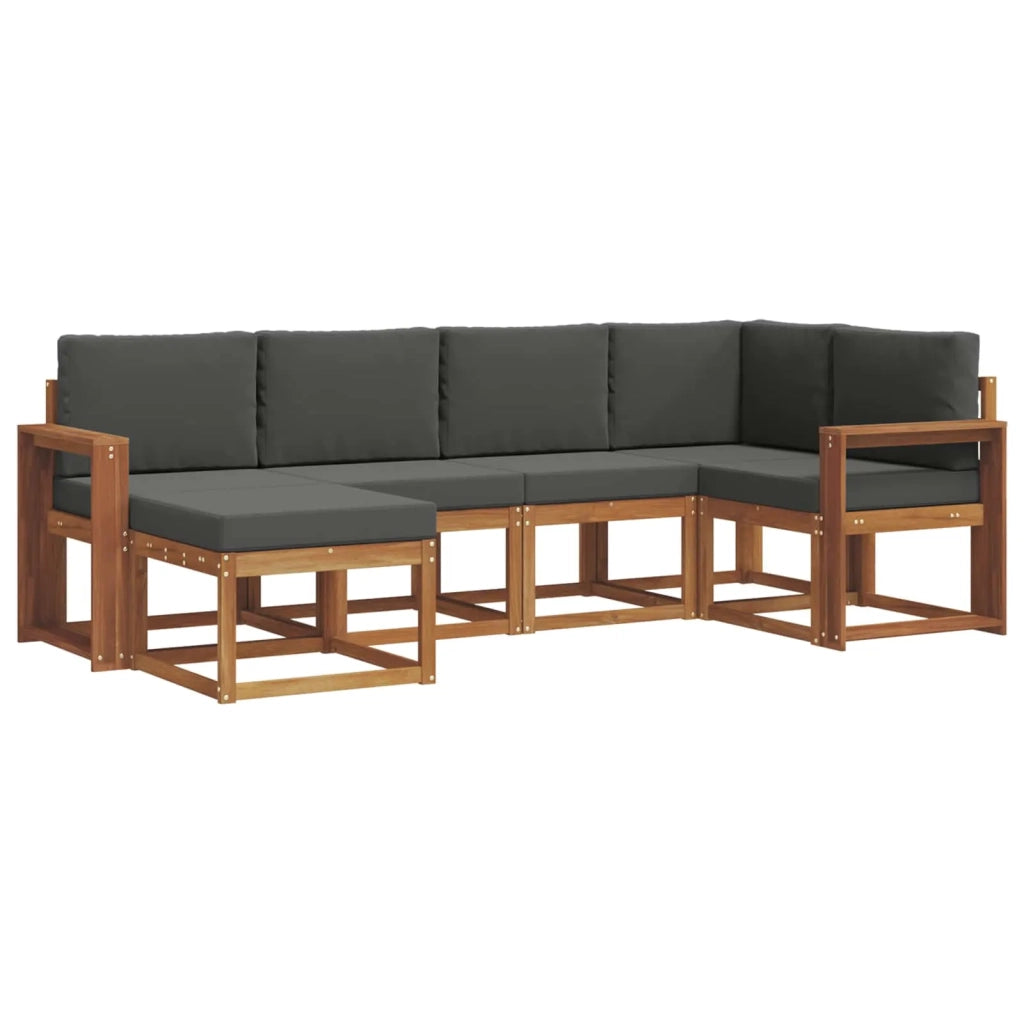 Set di divani da esterno con cuscino 6 pcs Naturale e Antracite